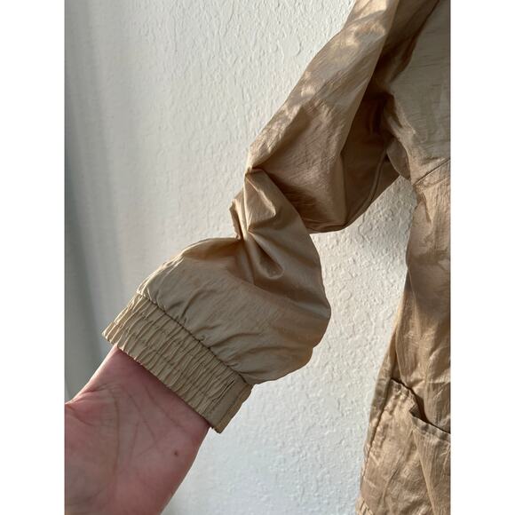 Vintage Tudor Court Nylon Jacket Coat Wind Breaker Cotton Size Large Gold Beige - Picture 3 of 8
